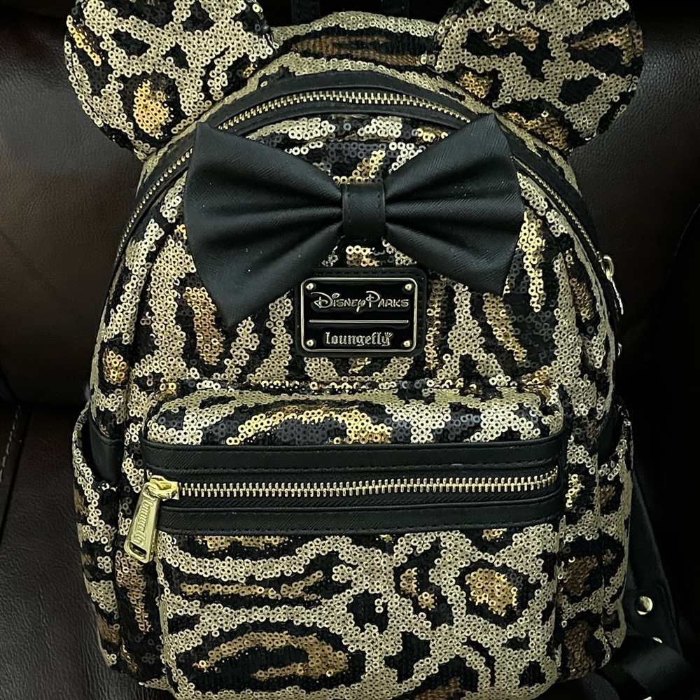 Disney Parks Loungefly Animal Kingdom Leopard Print Sequin Backpack